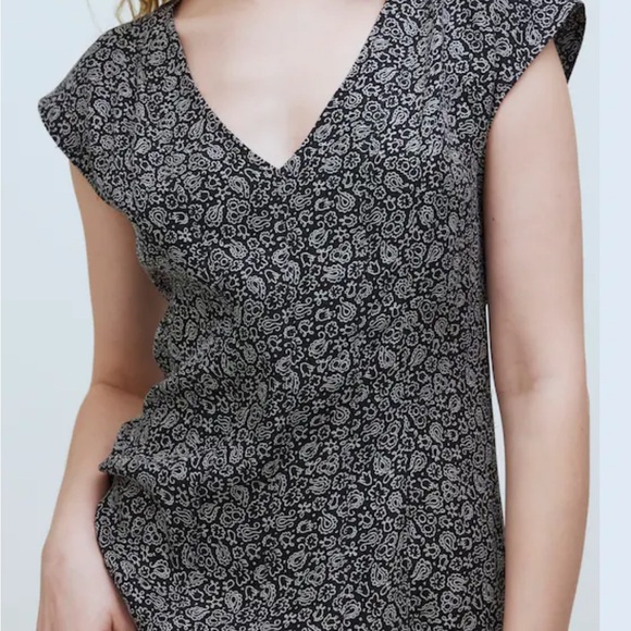 Madewell Cap-Sleeve V-Neck Midi Dress in Floral Cupro-Blend, Size 12 NWT - Picture 5 of 13